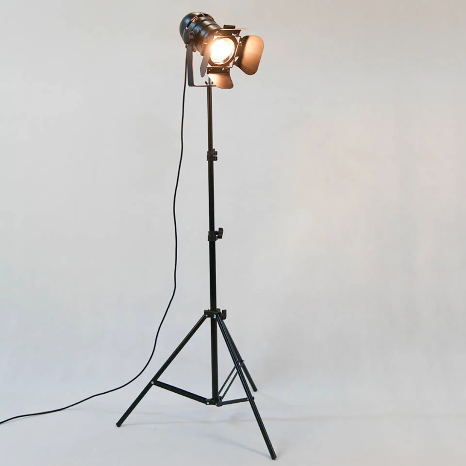 Floor Lamp Arched - Lampadaire industriel noir avec trépied, support