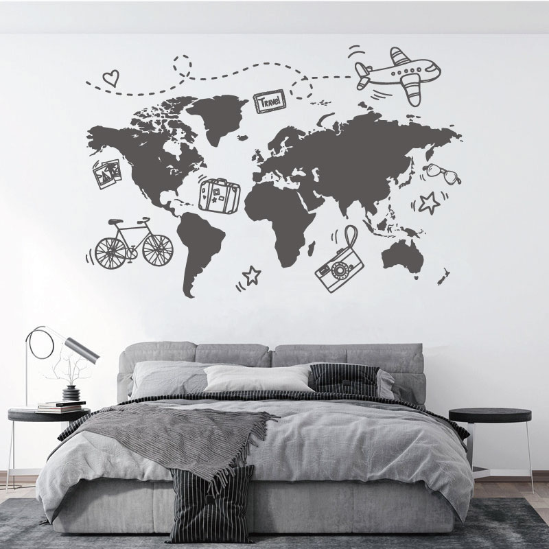 Office Furniture To Go - Autocollant mural de carte du monde