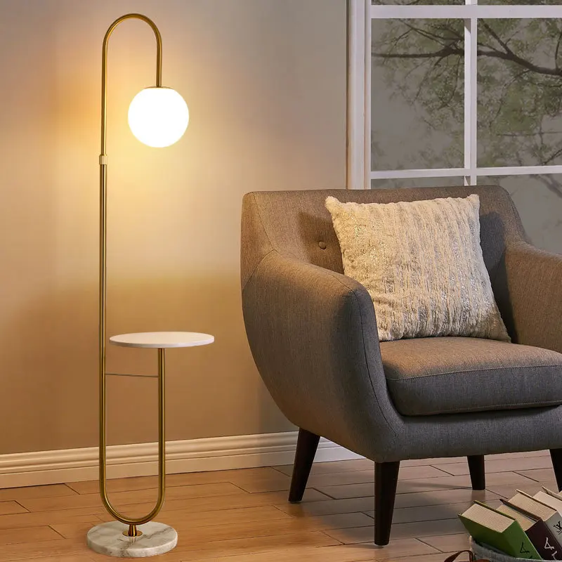 Floor Lamp Arched - Lampe LED autoportante en marbre avec