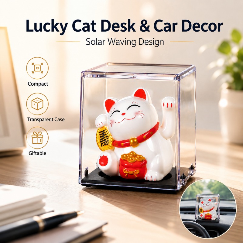 Cubicle Shelf Organizer - Mini décoration solaire Maneki Neko à