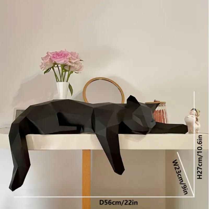 Cubicle Shelf Organizer - Statue de chat noir et blanc,