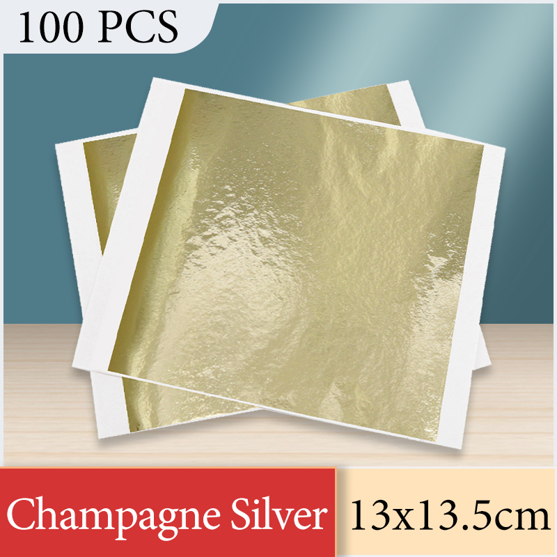 Office Furniture Equipment - 13x13.5cm Champagne Argent Feuille Papier Or